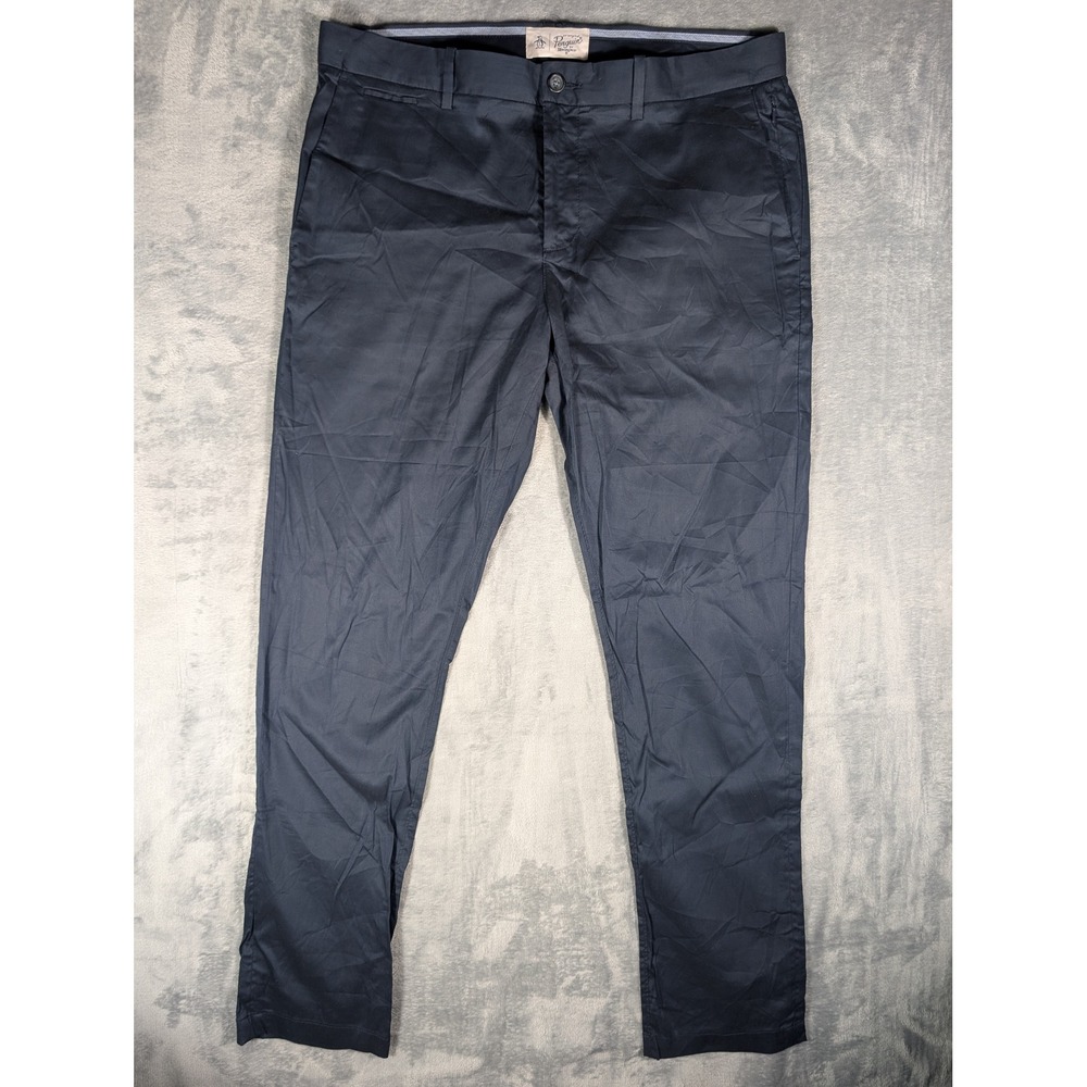 Original Penguin Munsingwear 3XDRY Navy Blue Slim Chino Trousers Men's 38x32